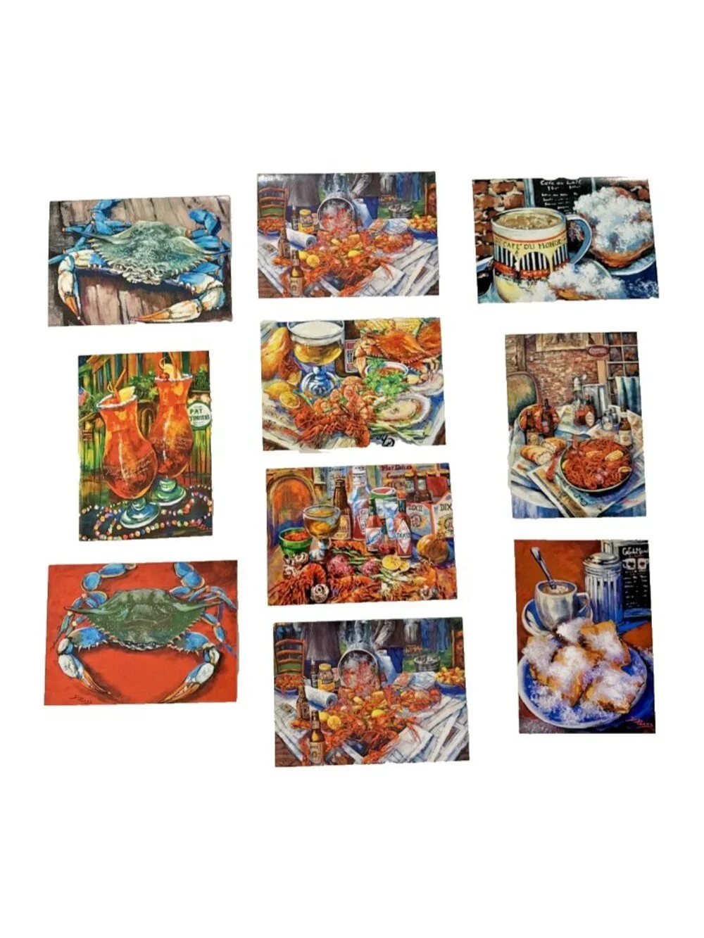 Dianne Parks Note Cards Pack of 10 Blank on Inside Tabasco New Orleans Crawfish